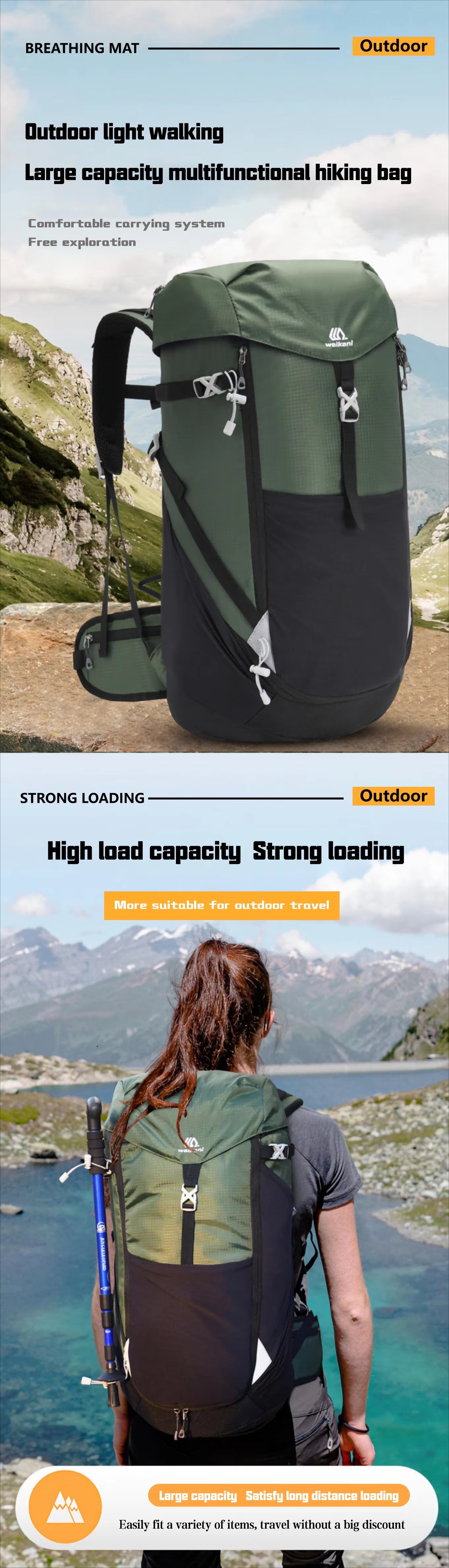 Anti-Theft 50L Oxford Camping Trekking Backpack detail image