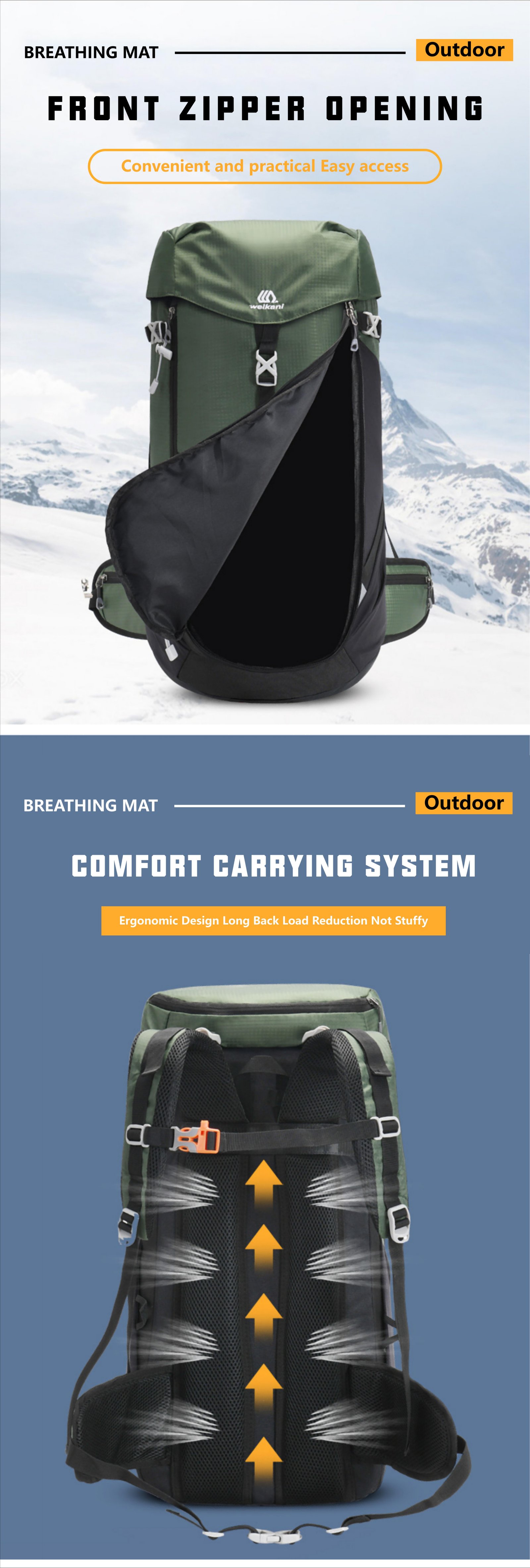 Anti-Theft 50L Oxford Camping Trekking Backpack detail image