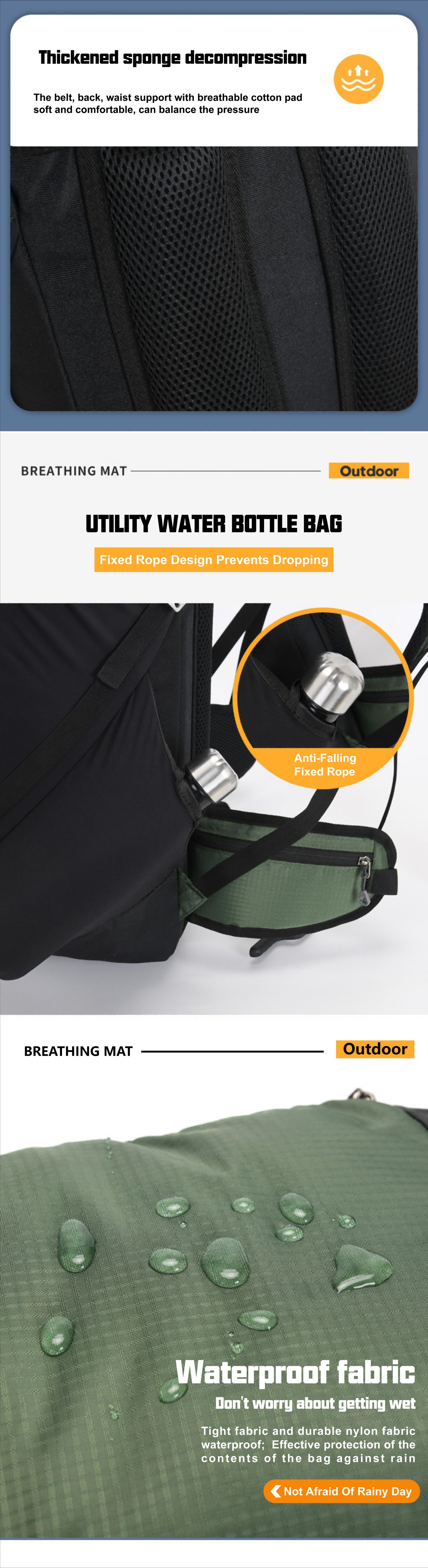 Anti-Theft 50L Oxford Camping Trekking Backpack detail image
