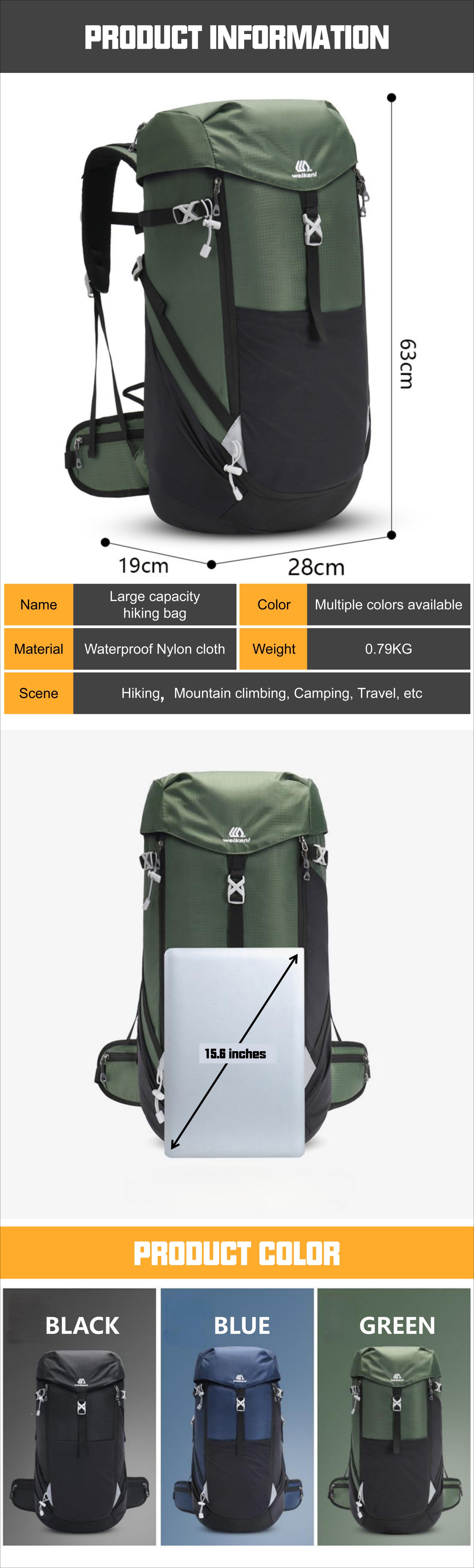 Anti-Theft 50L Oxford Camping Trekking Backpack detail image