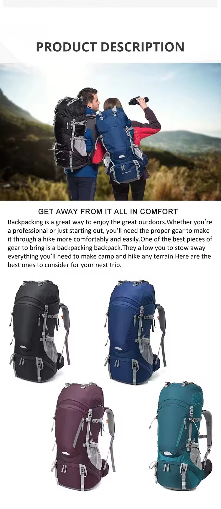 Camping Anti-Theft Polyester Trekking Backpack detail image