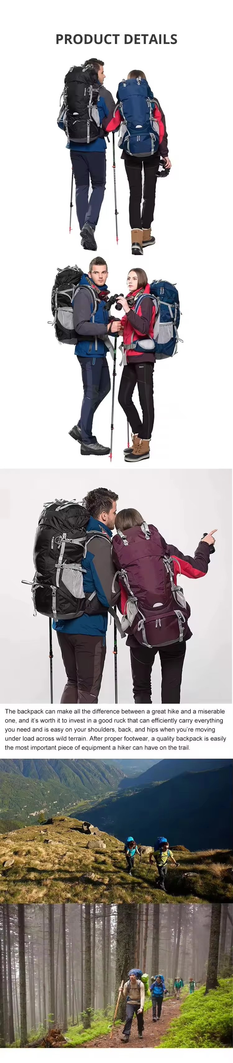 Camping Anti-Theft Polyester Trekking Backpack detail image