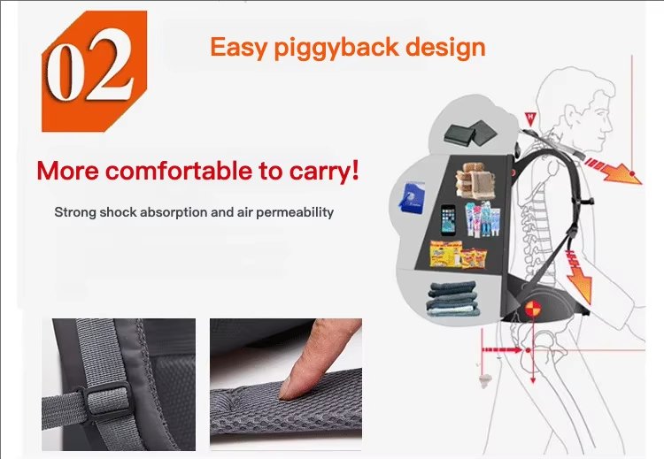 Anti-Theft 60L Polyester Camping Trekking Backpack detail image