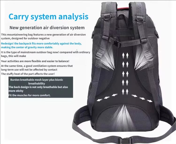 Anti-Theft 60L Polyester Camping Trekking Backpack detail image