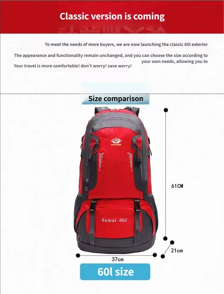 Anti-Theft 60L Polyester Camping Trekking Backpack detail image