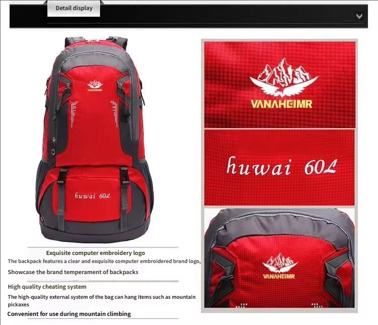 Anti-Theft 60L Polyester Camping Trekking Backpack detail image