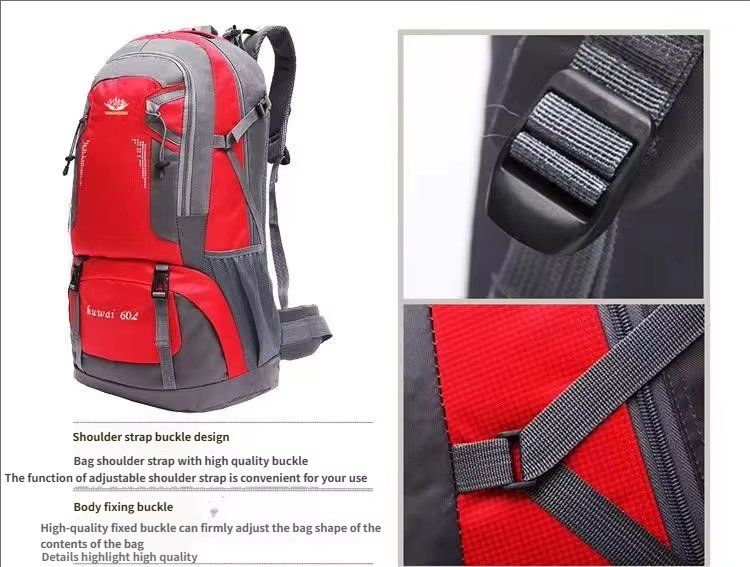 Anti-Theft 60L Polyester Camping Trekking Backpack detail image