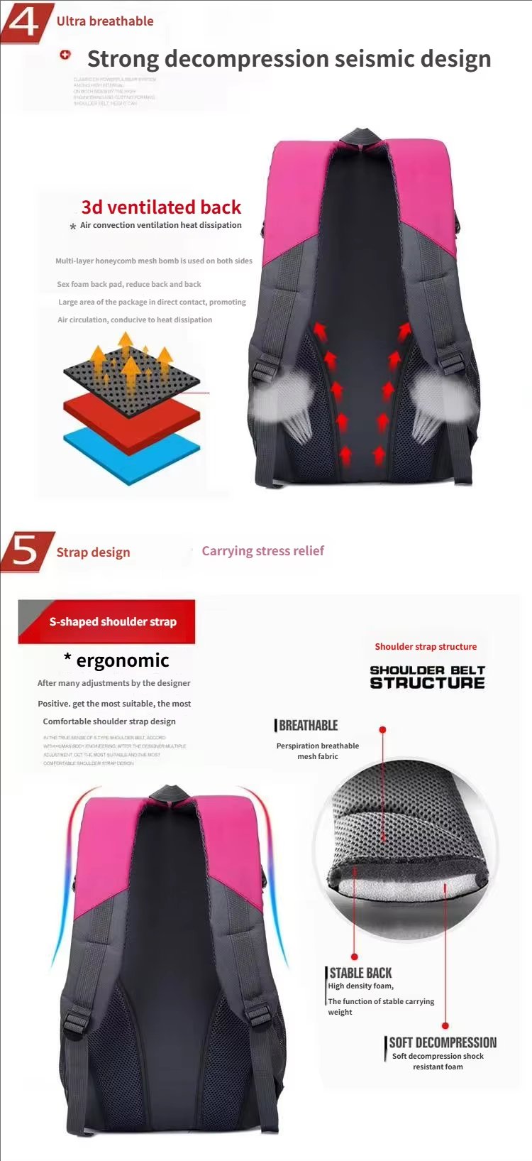 Cycling Waterproof Nylon Trekking Backpack detail image