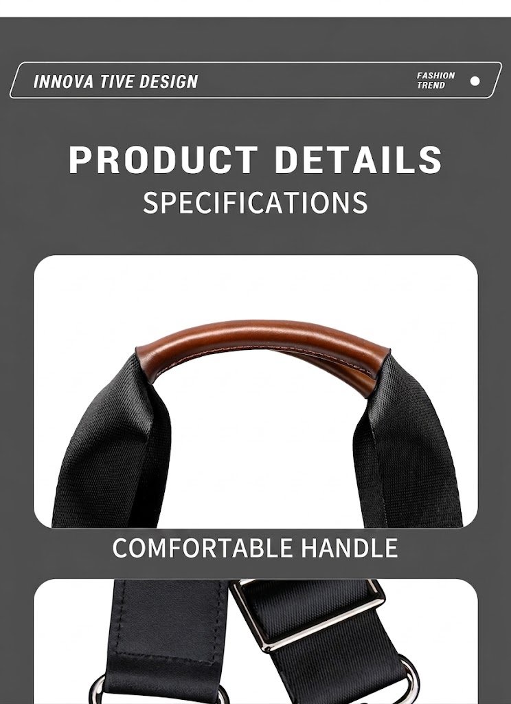 close-up of wood handle with leather wrap and stitching