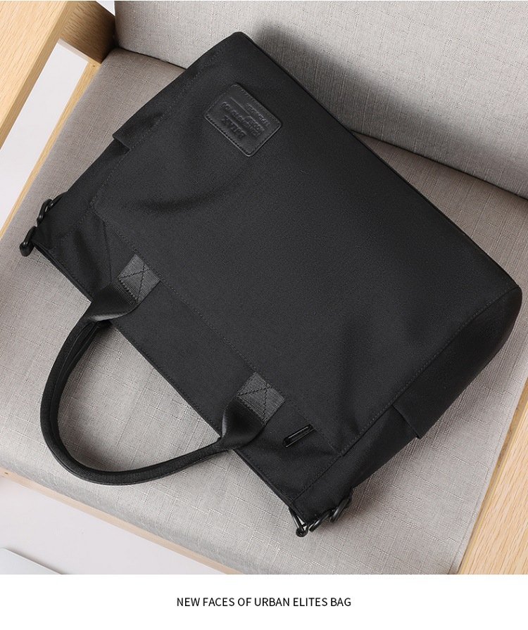 overhead angled view of bag resting on chair cushion
