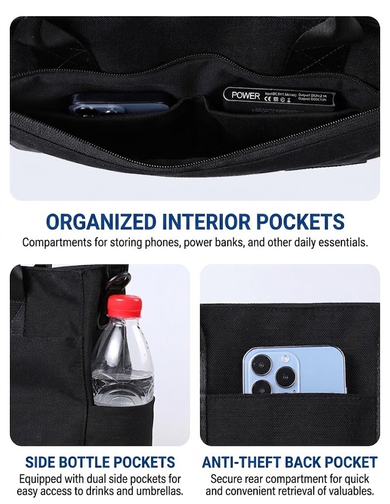bag with laptop keyboard tablet wallet and accessories showing 15-inch laptop compatibility