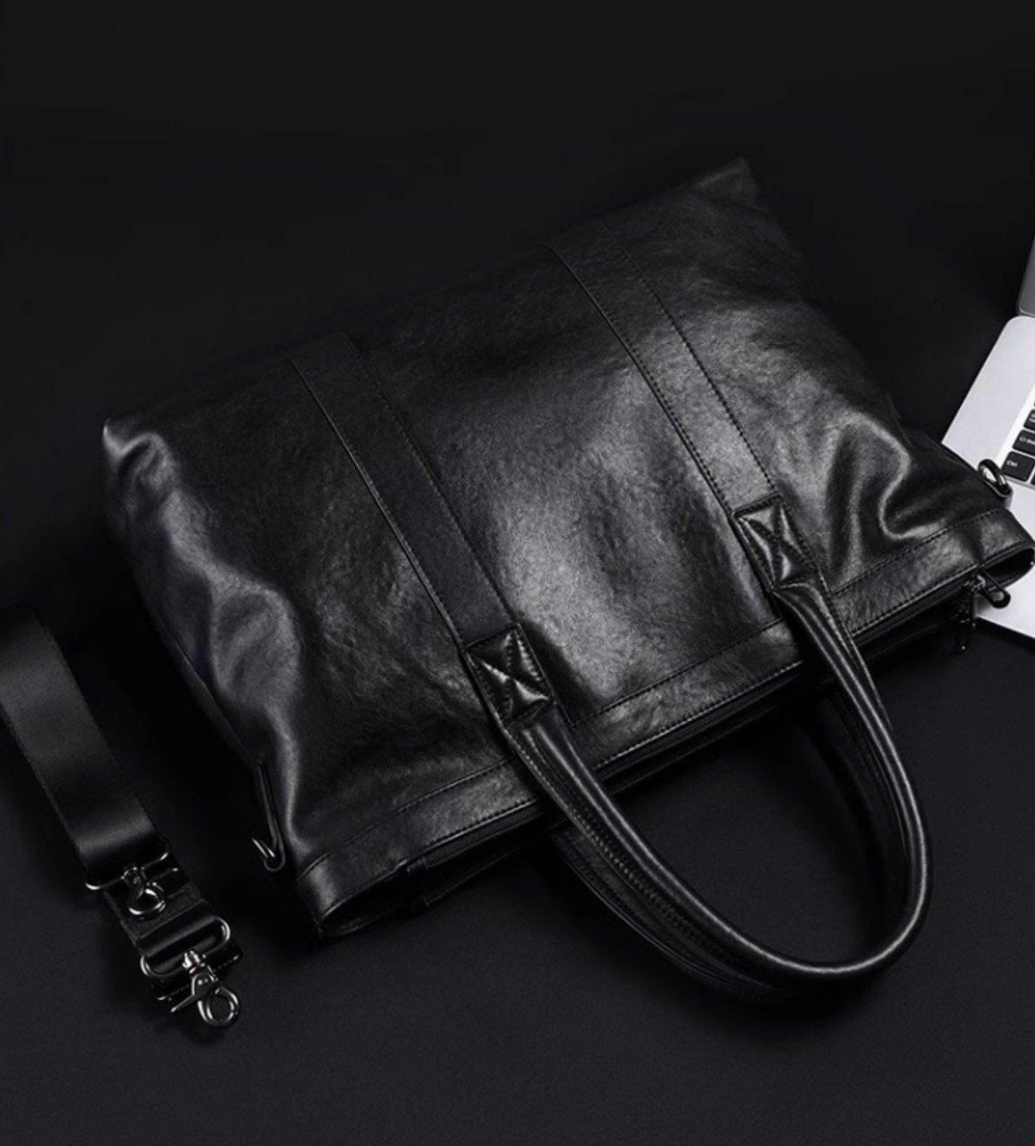 leather grain close-up with top-grain cowhide crafting cycle and quality steps callout