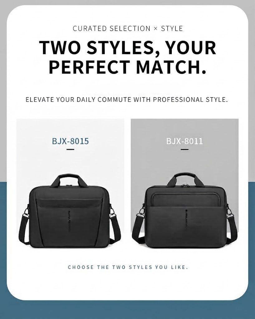 two briefcase styles BJX-8015 and BJX-8011 side by side