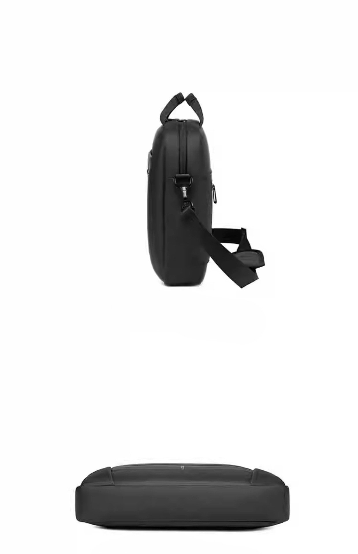 side profile and bottom view of the briefcase