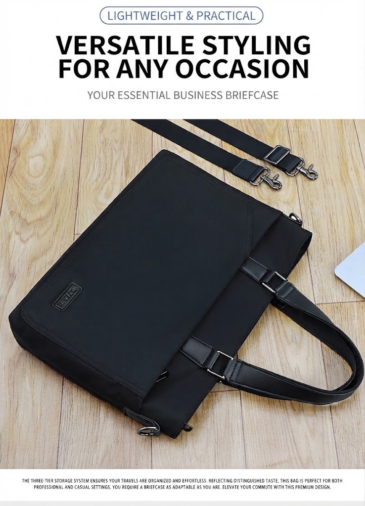 briefcase laid flat with detachable shoulder strap unclipped