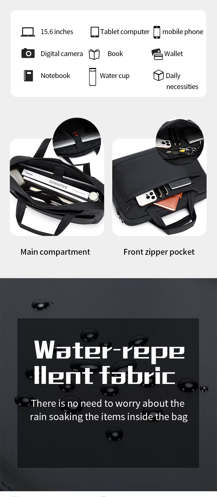 compatible item icons and main compartment plus front pocket interior