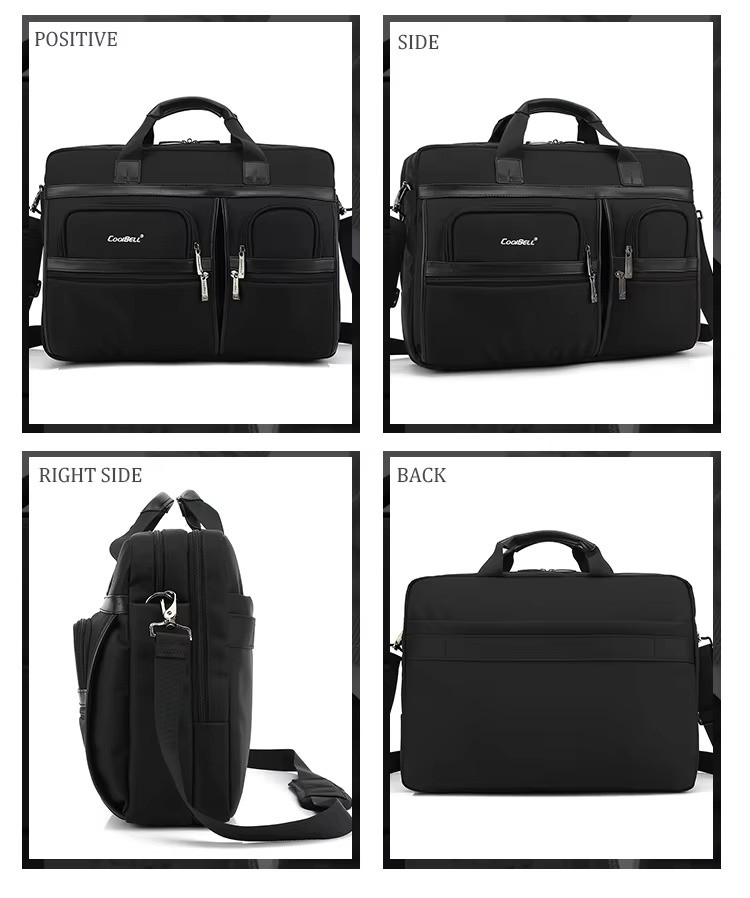 black nylon colorway front, side, right side and back views