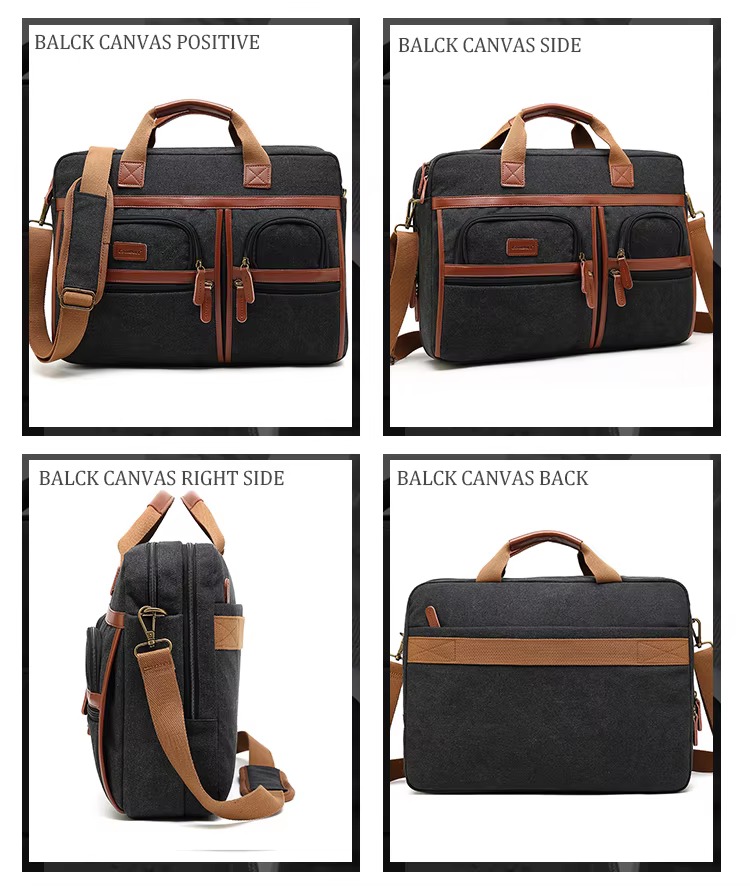 canvas black colorway front, side, right side and back views