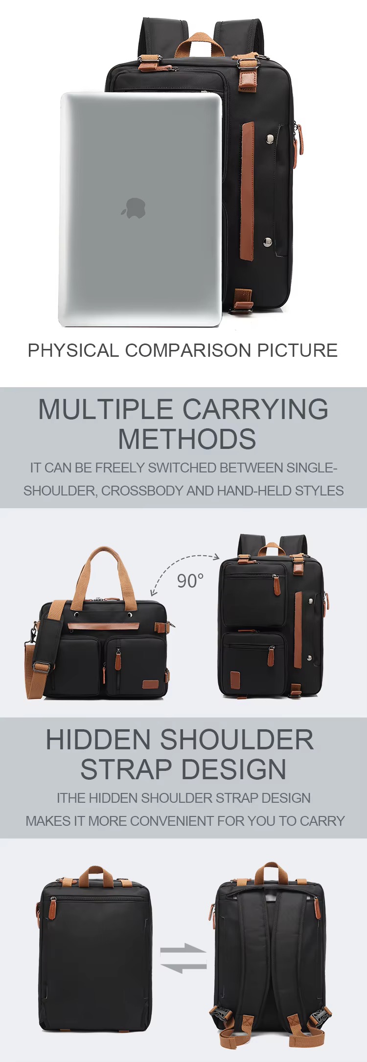 laptop held up against the bag for a size comparison
