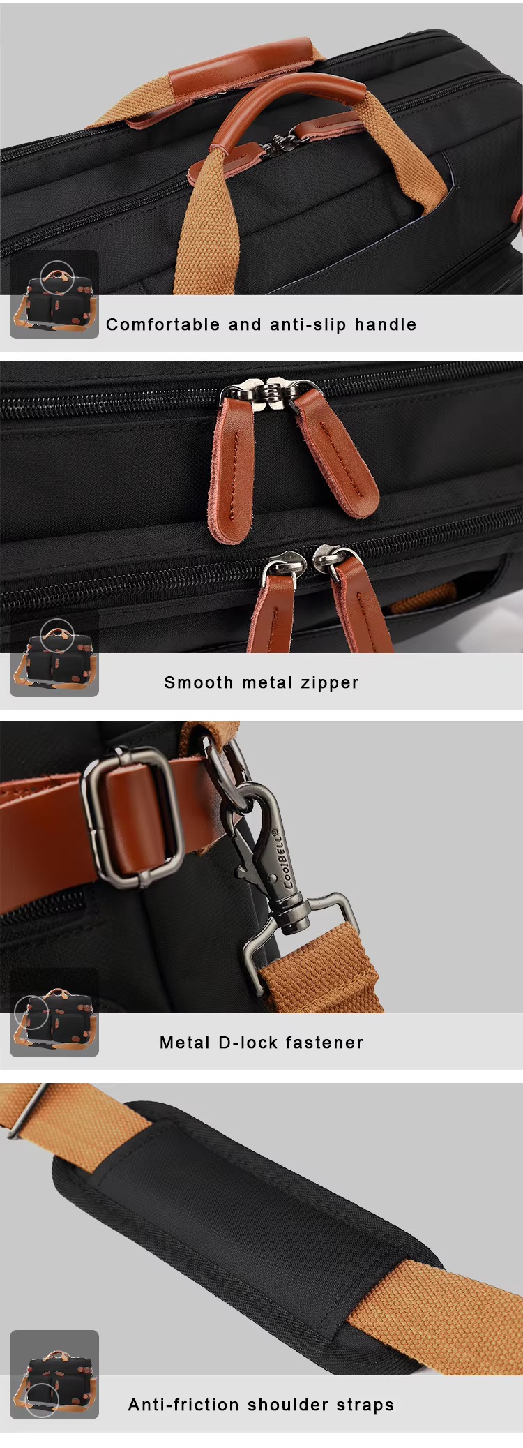 rear trolley strap fitted over a rolling suitcase handle at an airport