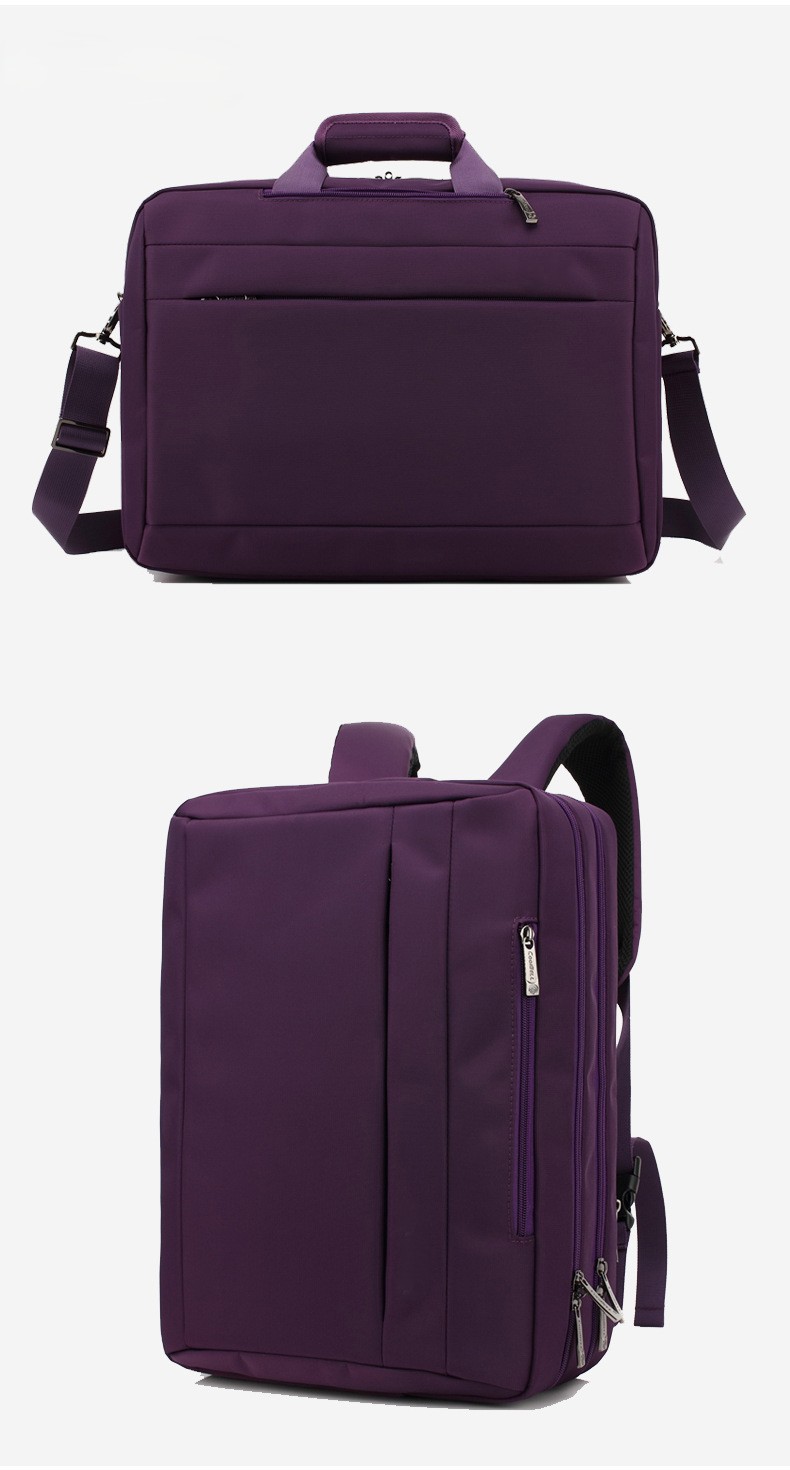 purple briefcase and matching backpack shown front-on