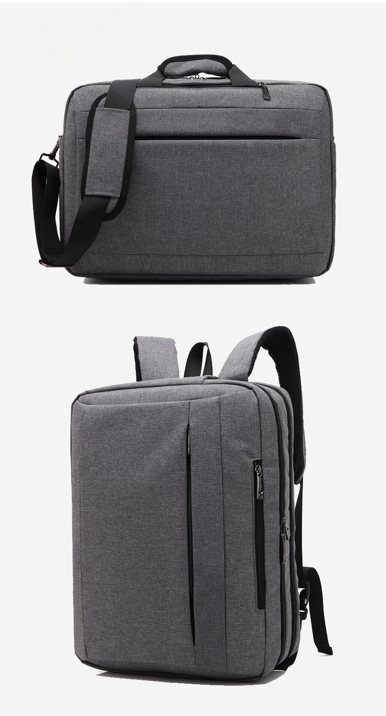 gray briefcase and matching backpack shown front-on