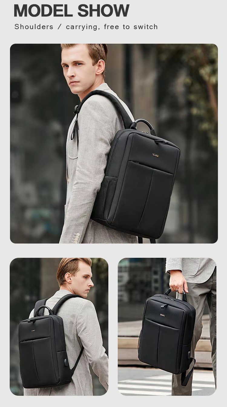 backpack strapped to rolling suitcase handle