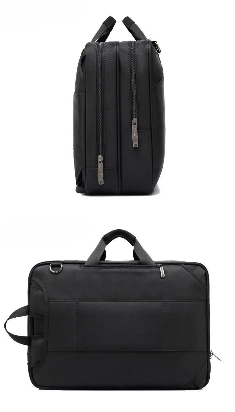 front view worn as hand-carry briefcase with shoulder strap