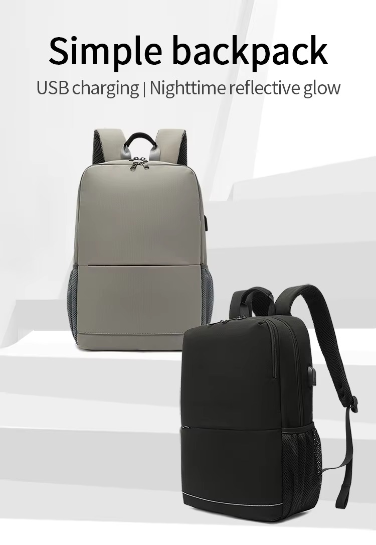 grey and black colorway simple backpacks side by side