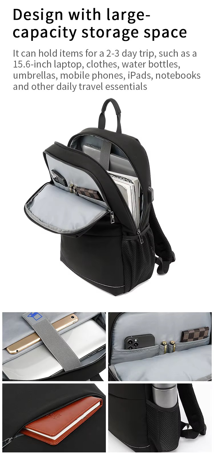 worn crossbody at night showing reflective strip for safety