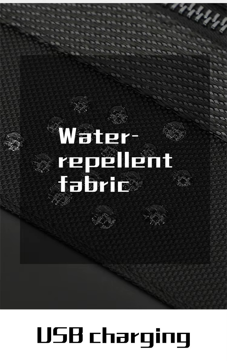 water-repellent fabric with beaded water droplets