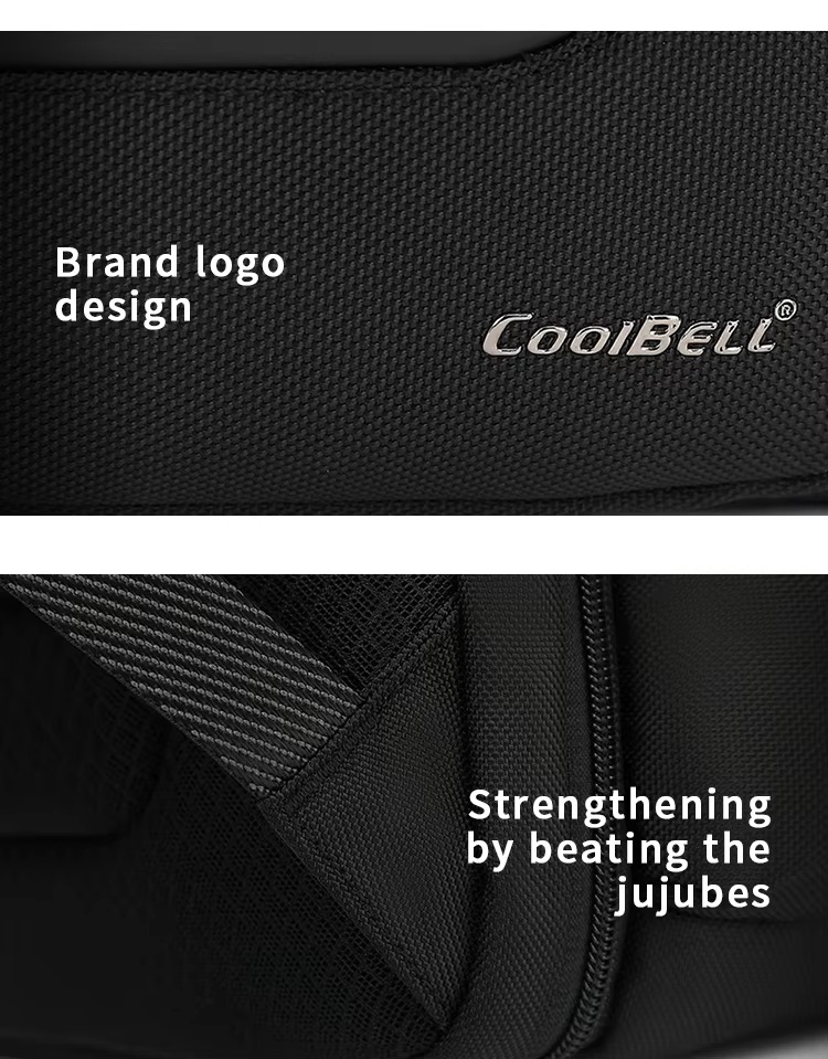 brand logo design and reinforced stitching close-up