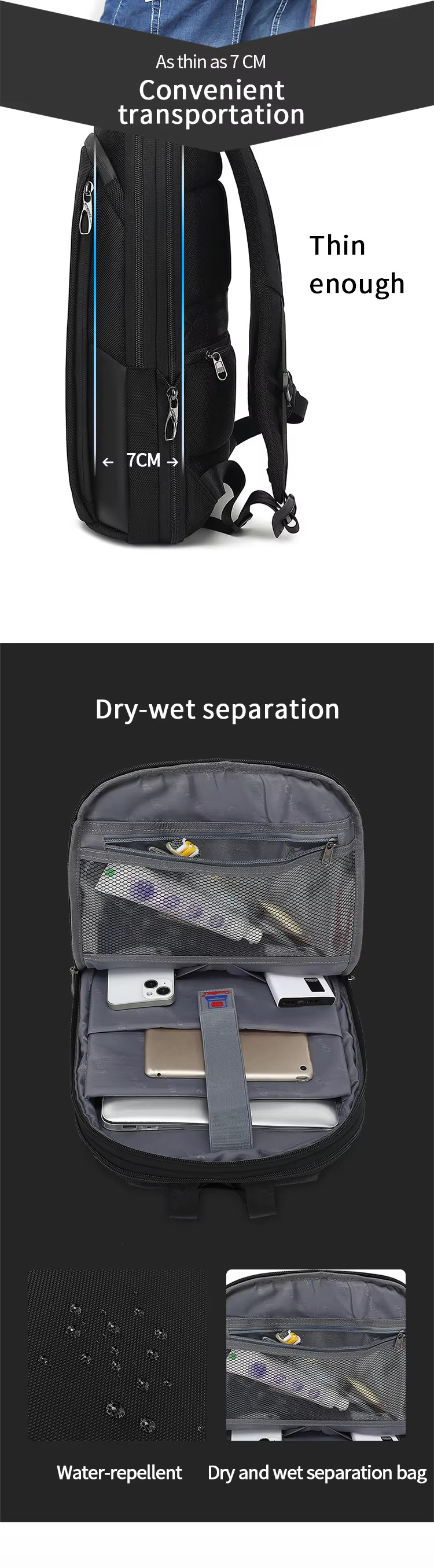 7cm thin profile side view for convenient transportation