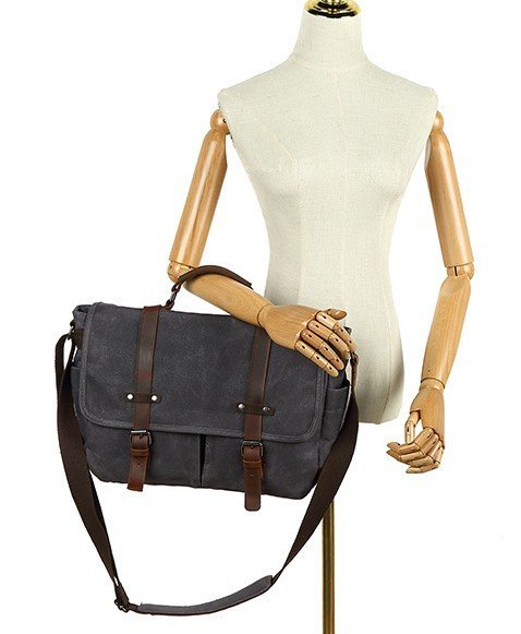 mannequin wearing dark gray bag crossbody from the front
