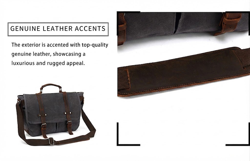 close-up of genuine leather shoulder strap padding