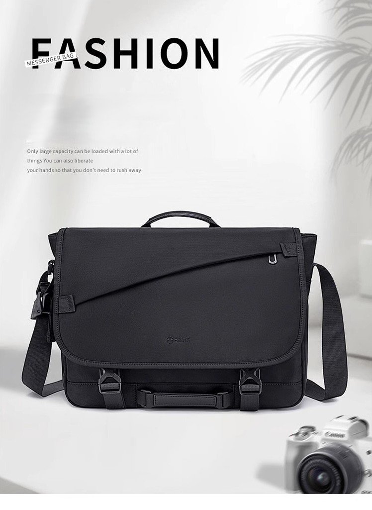 FASHION banner with black messenger bag and camera prop