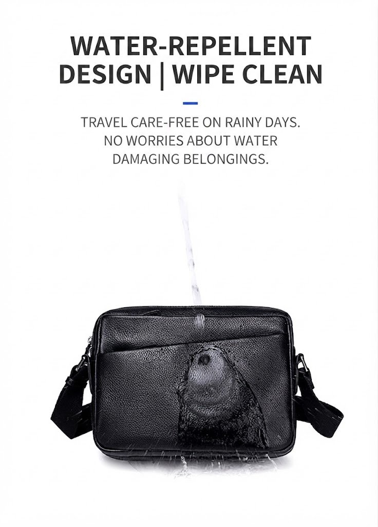 water being poured on bag to show water-repellent surface