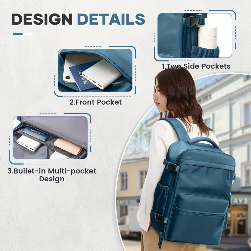 front pocket holding a folded jacket and daily-carry items