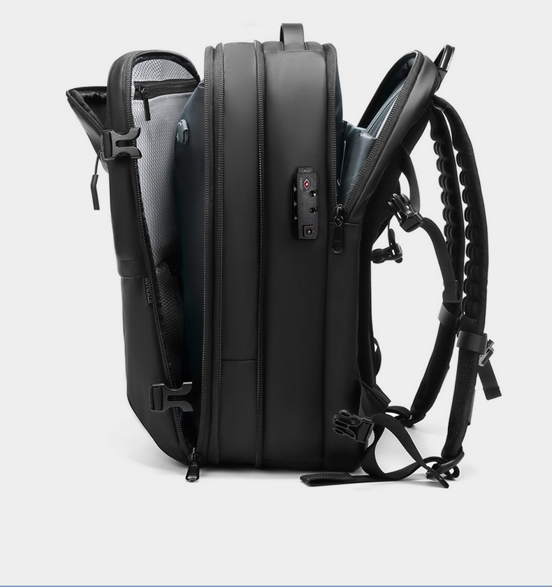 color chart showing the backpack in grey, red and black