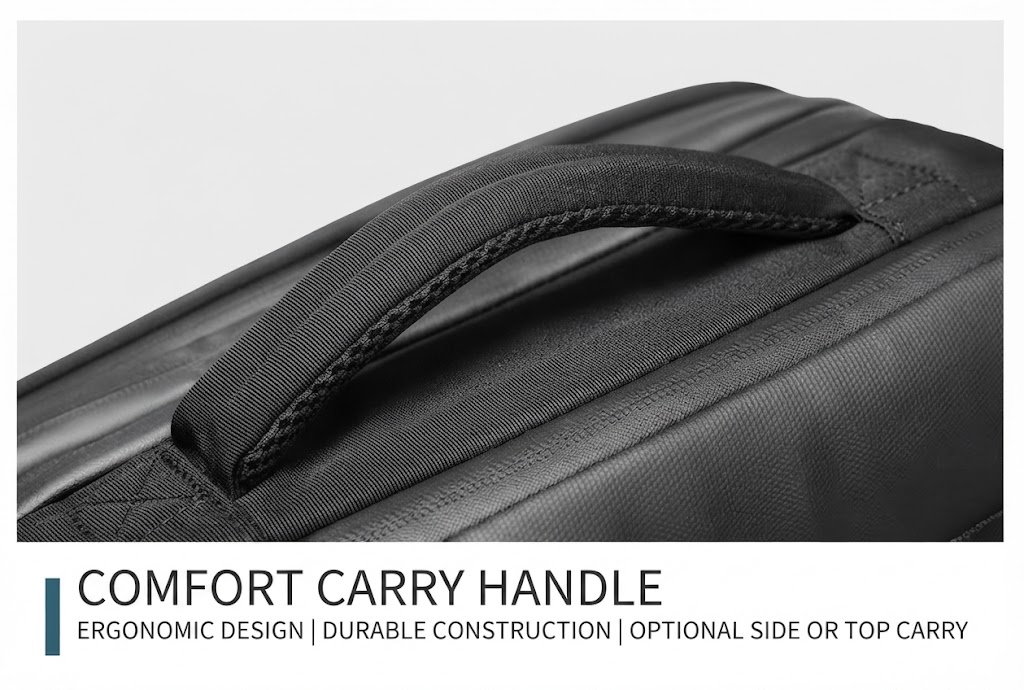 comfort carry handle close-up, ergonomic and durable construction