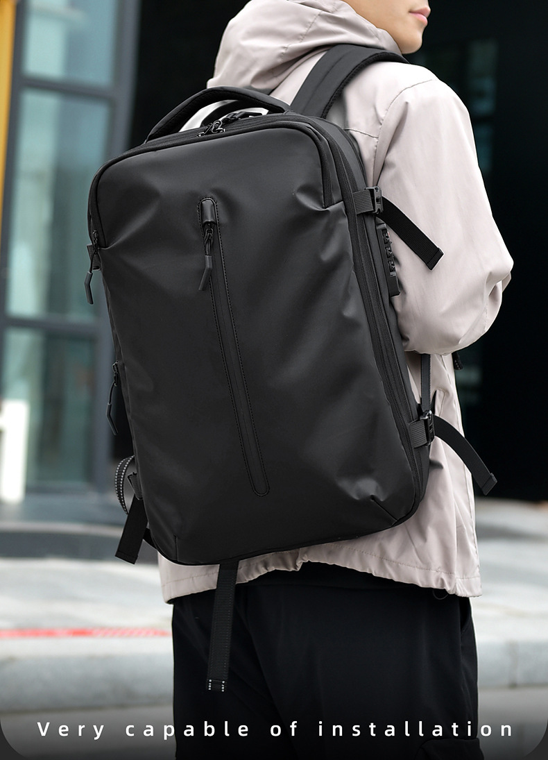 backpack worn on the back in an urban outdoor setting