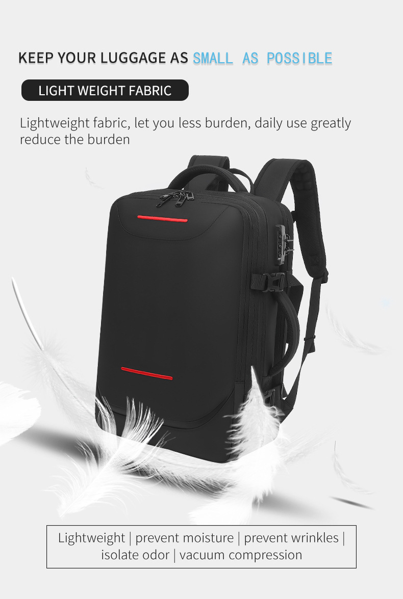 lightweight fabric graphic showing moisture-proof and wrinkle-prevention claims