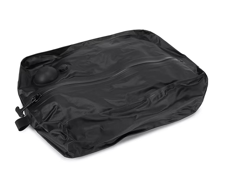 bag shown fully packed and sealed from above