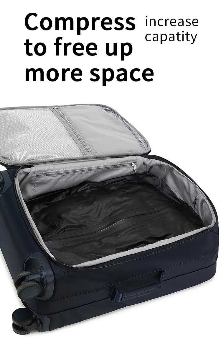compressed contents fitted inside a rolling suitcase