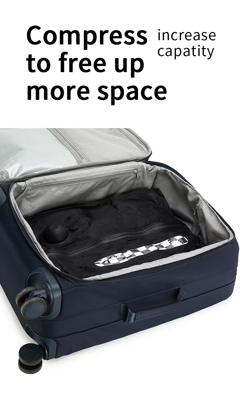 compressed contents fitted inside a rolling suitcase