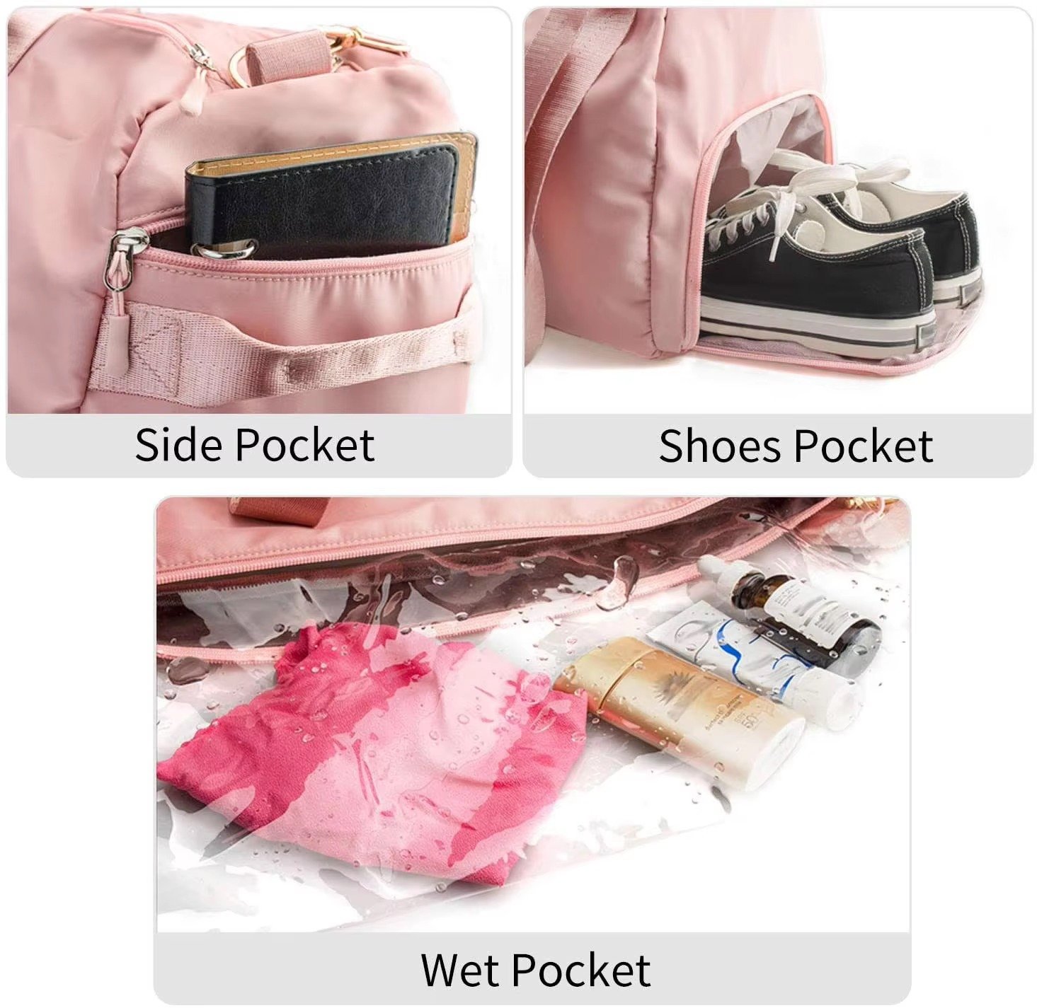Waterproof Large Capacity Travel Duffel Gym Bags Wet and Dry Separation Yoga Sports Fitness Bag with Shoe Compartment detail image
