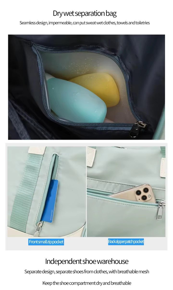 Weekend Tote Duffle Bag with Shoe Compartment Sports Fitness Yoga Duffle Bag Wet/Dry Separation Travel Luggage Bags detail image
