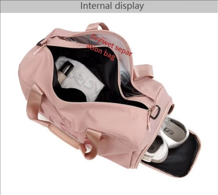 Large Capacity Nylon Waterproof Travel Fitness Sport Gym Bag Dry and Wet Separation Duffel Handbag with Shoe Compartment detail image