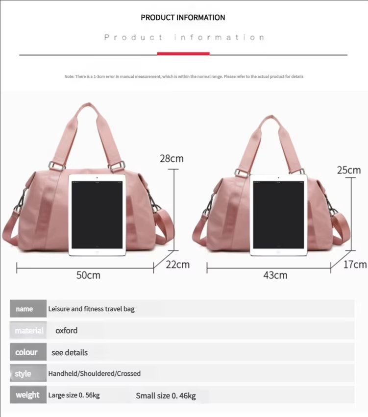Waterproof Oxford Foldable Large Capacity Duffle Travel Gym Sport Bags Lightweight Overnight Weekend Tote Bag - product detail