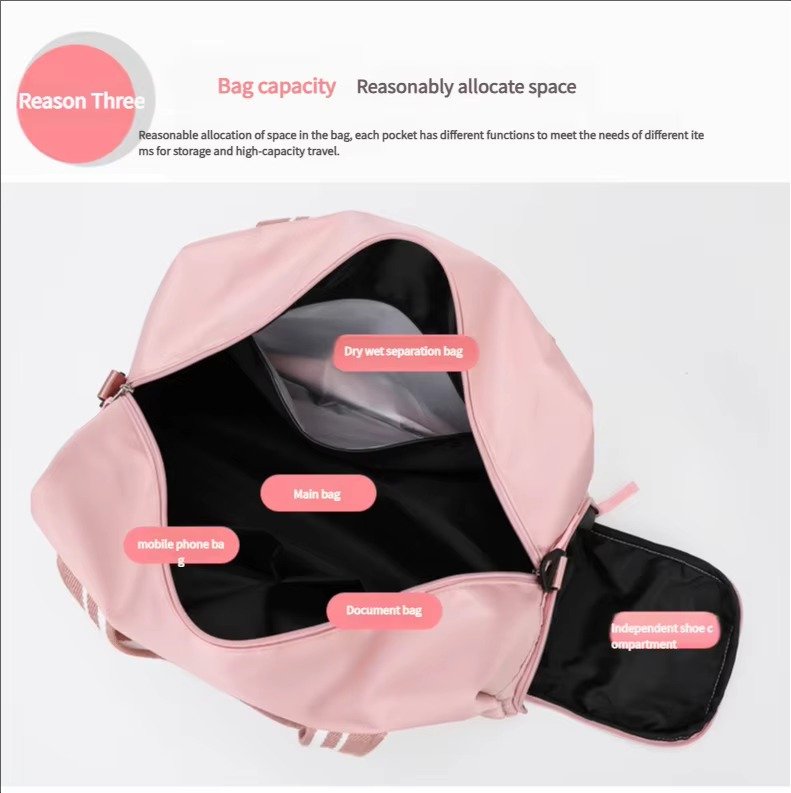 Large Capacity 'S Dry Wet Separate Gym Fitness Yoga Duffel Bag Overnight Weekend Handbag Travel Bags with Shoes Storage detail image